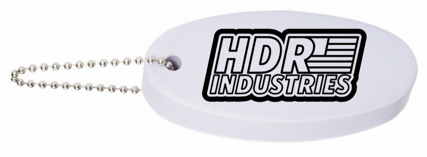 HDR INDUSTRIES FLOATY KEYCHAIN (White w/Black Logo)