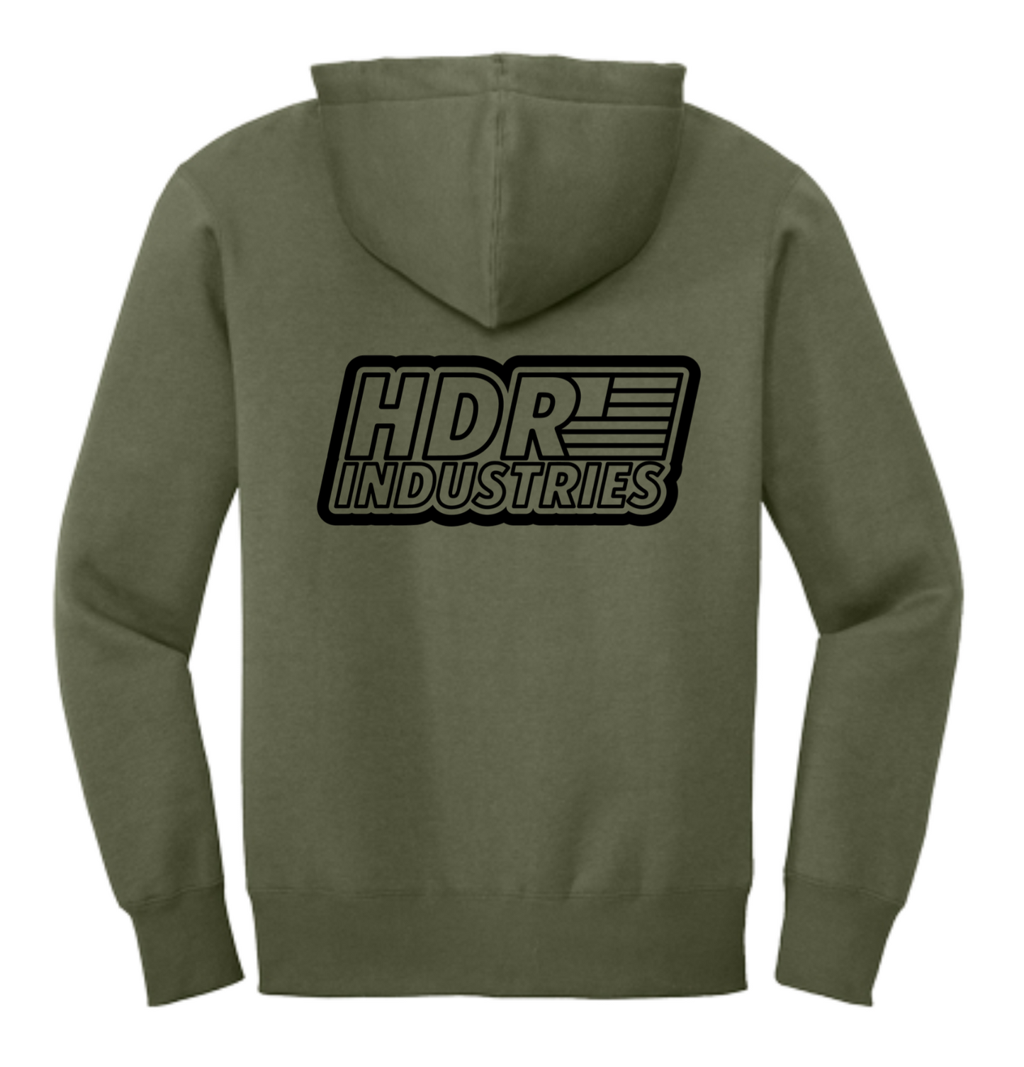 ZIP UP HOODIE OD GREEN W/BLACK LOGO