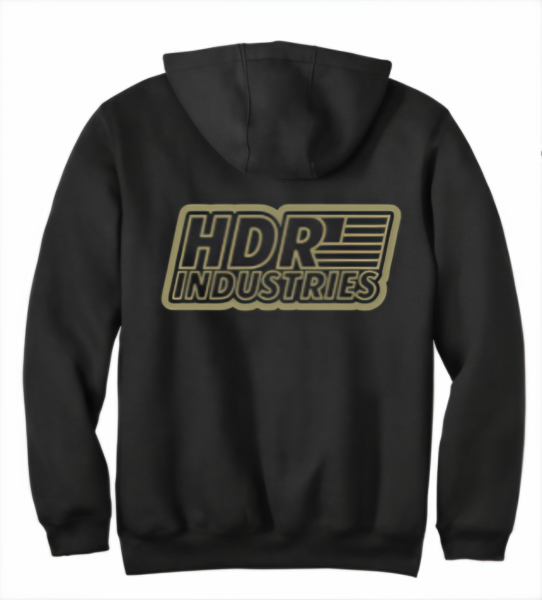 HDR INDUSTRIES BLACK HOODIE (OD Green Logo)