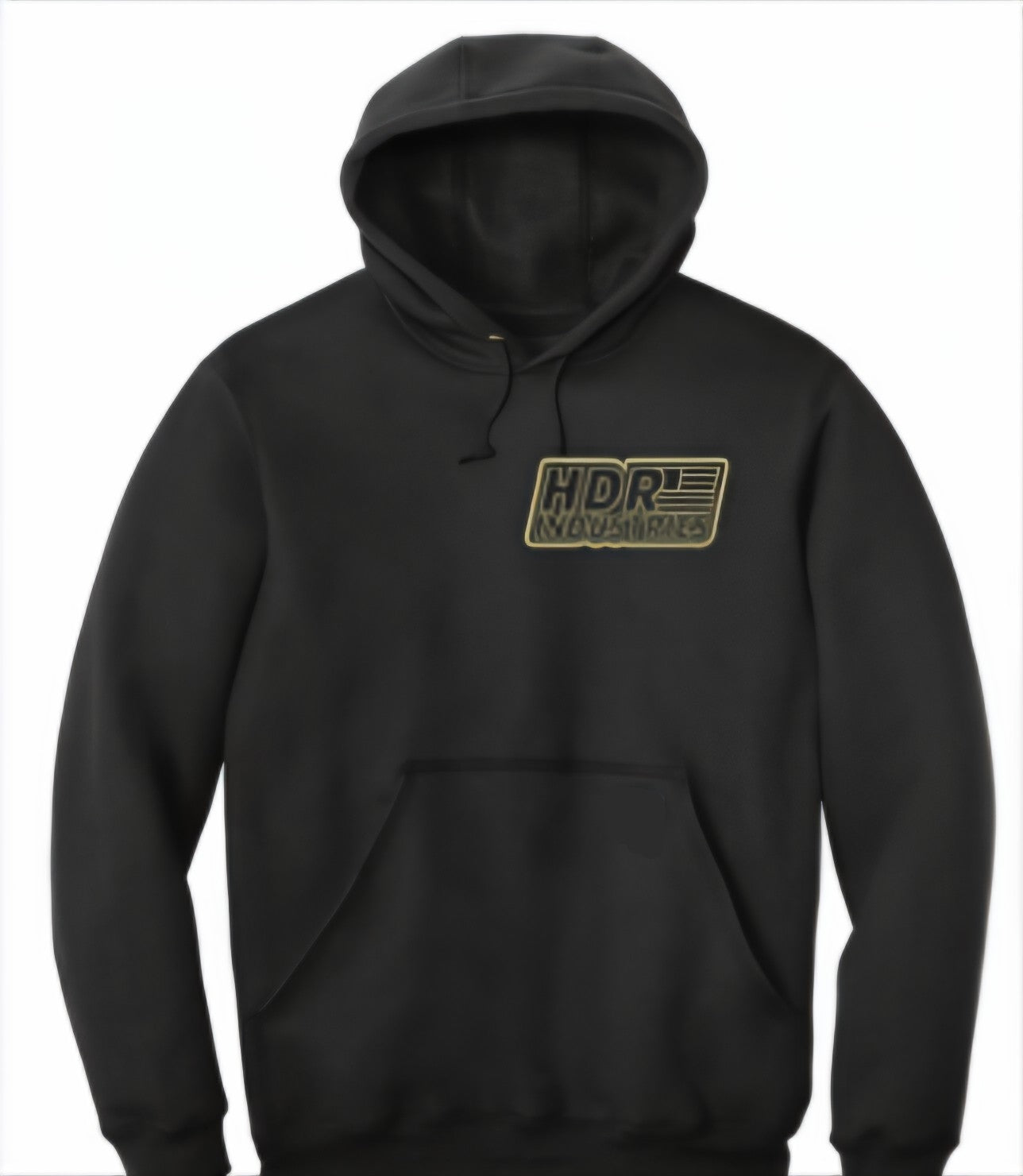 HDR INDUSTRIES BLACK HOODIE (OD Green Logo)