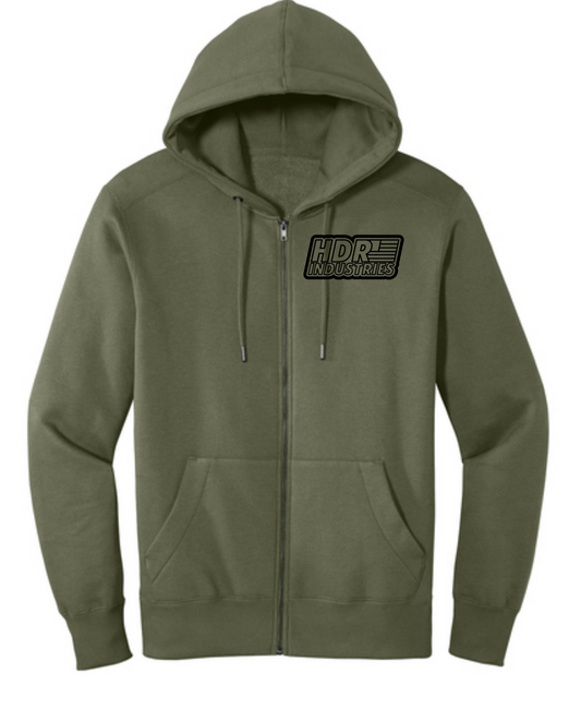 ZIP UP HOODIE OD GREEN W/BLACK LOGO